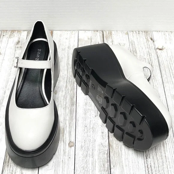 New White Platform Mary Jane Wedge Ballet Flats - Picture 6 of 7